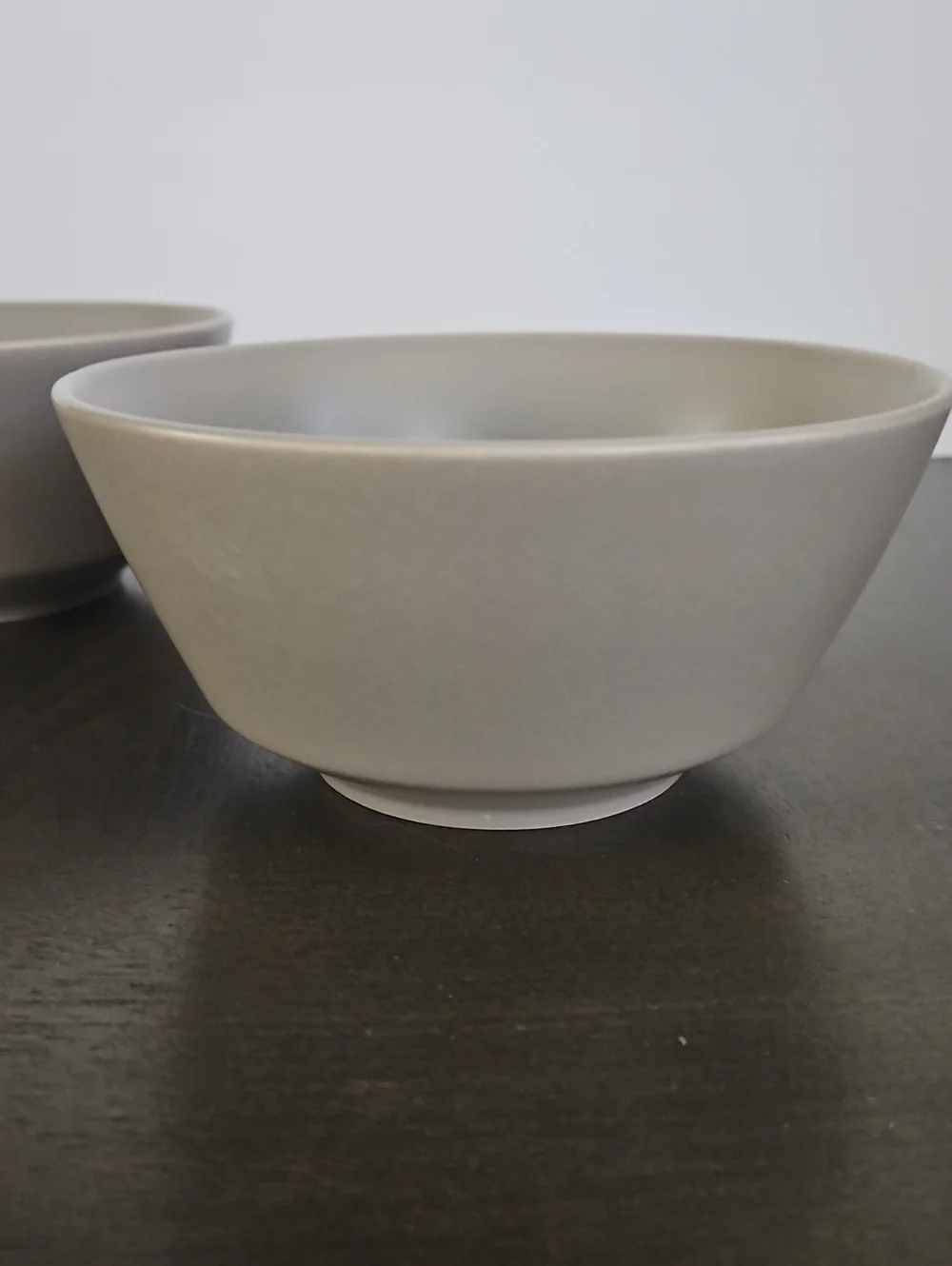 Set Of 2 Crate&Barrel Matte Gray Paige Ceramic Bowls